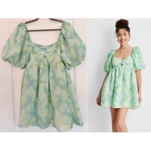 Gabriella Karefa Johnson Future Collective Dress M Green Puff Sleeve Babydoll